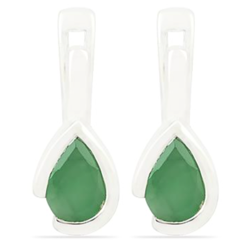 BUY NATURAL EMERALD GEMSTONE EARRINGS IN 925 STERLING SILVER